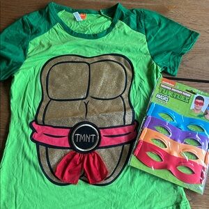 Teenage Mutant Ninja Turtel Green Costume Shirt with Masks